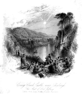 Craig Crook Castle near Edinburgh engraving by William Miller after DO Hill