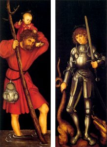 Lucas Cranach d. Ä. - Sts Christopher and George (outer side) - WGA05661