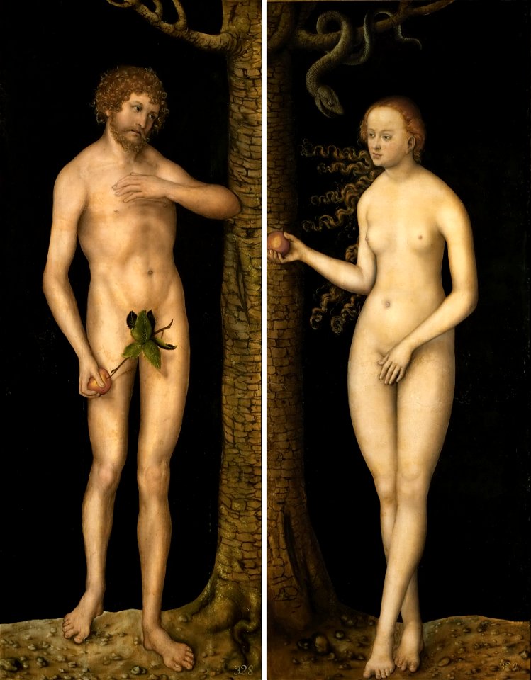 Lucas Cranach d.Ä. - Der Sündenfall (KHM Vienna). Free illustration for personal and commercial use.