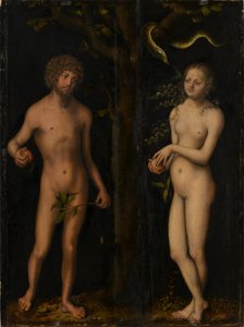Lucas Cranach (I) - Adam & Eva (Alte Pinakothek). Free illustration for personal and commercial use.