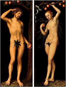 Lucas Cranach d.Ä. - Adam und Eva (Gemäldepaar), Norton Simon Museum. Free illustration for personal and commercial use.