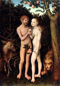 Lucas Cranach d. Ä. - Adam and Eve - WGA05625. Free illustration for personal and commercial use.