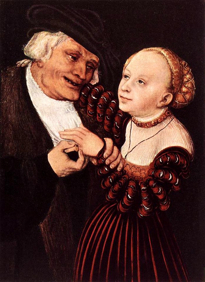 Lucas Cranach d. Ä. - Old Man and Young Woman - WGA05716
