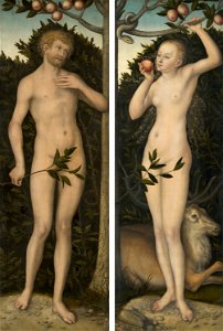 Lucas Cranach d.Ä. - Adam und Eva (Gemäldepaar), Art Institute of Chicago. Free illustration for personal and commercial use.