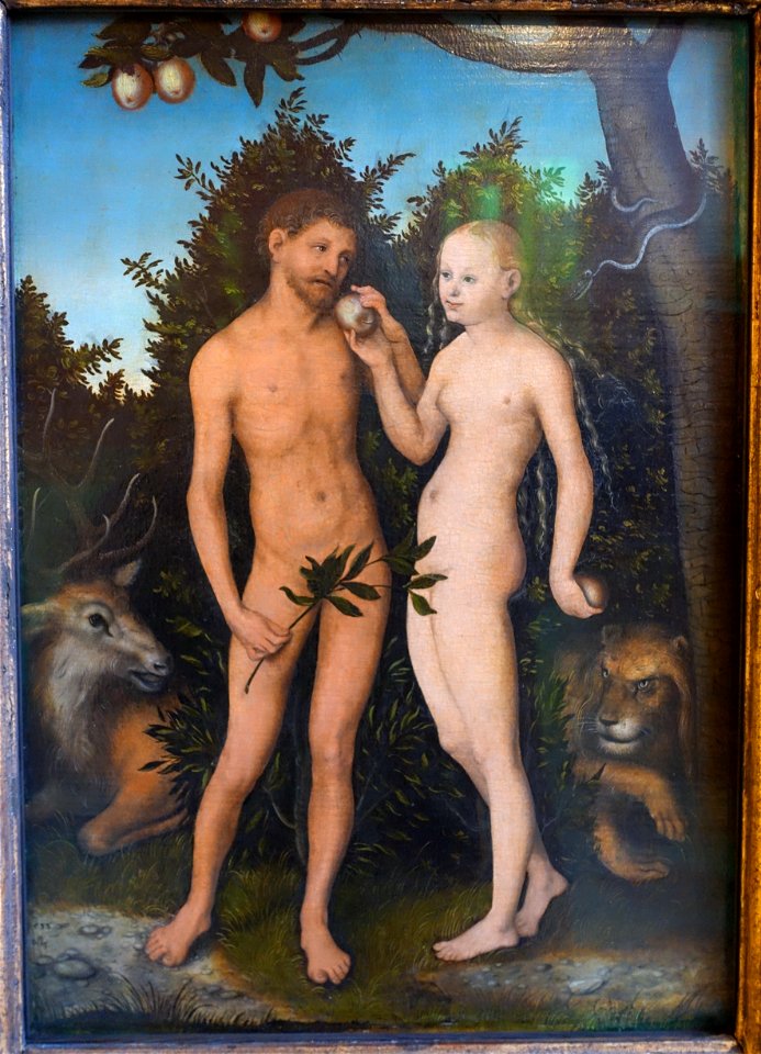 Adam and Eve, by Lucas Cranach the Elder, 1533, red beech wood - Gemäldegalerie, Berlin - DSC03021