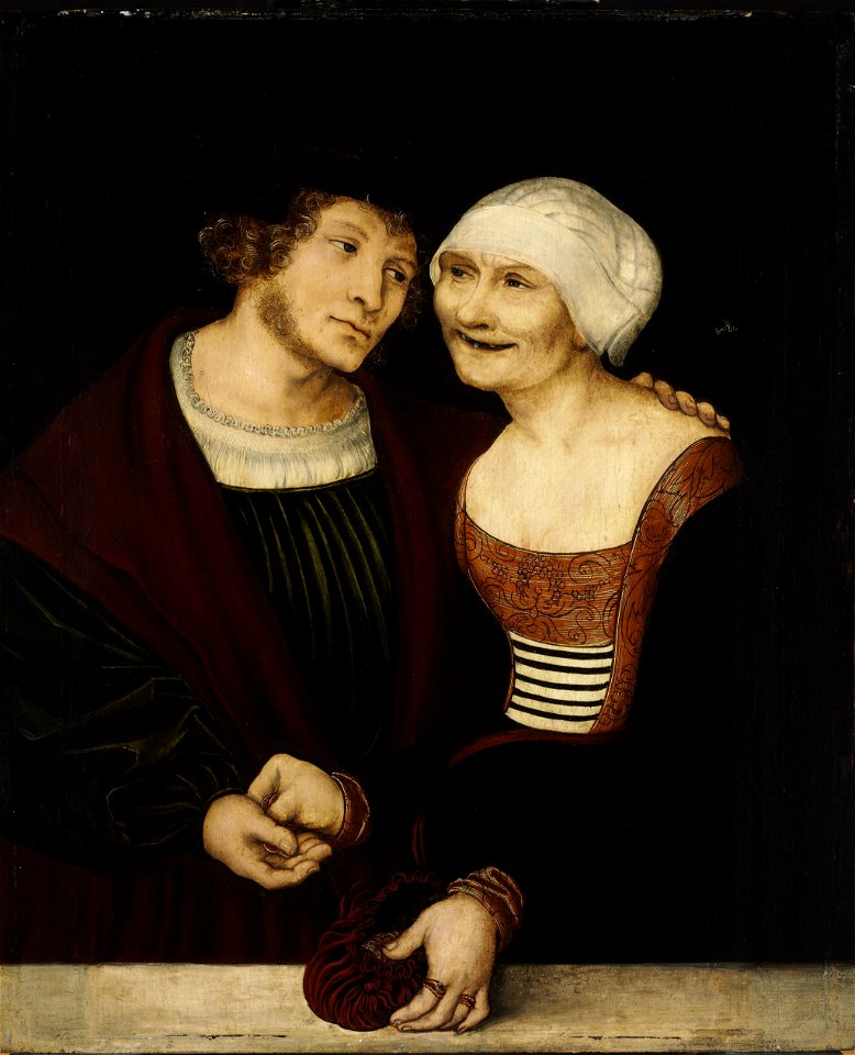 Lucas Cranach d. Ä. - Amorous Old Woman and Young Man - WGA05715