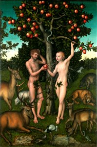 Lucas Cranach d.Ä. - Adam und Eva (Courtauld Institute of Art). Free illustration for personal and commercial use.