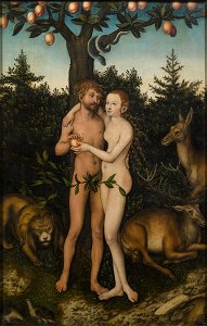 Lucas Cranach (I) - Adam and Eve (1527, Pushkin Museum)