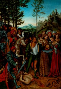 Lucas Cranach (I) - Beheading of John the Baptist (Copy, National Gallery in Prague). Free illustration for personal and commercial use.