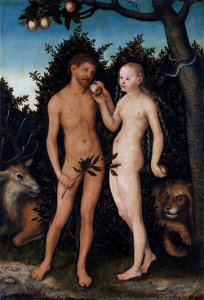 Lucas Cranach the Elder - Adam und Eva im Paradies (Sündenfall) - Google Art ProjectFXD. Free illustration for personal and commercial use.