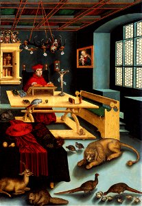 Lucas Cranach d.Ä. - Kardinal Albrecht von Brandenburg als Hieronymus im Gehäus. Free illustration for personal and commercial use.