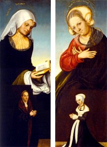 Lucas Cranach d. Ä. - Sts Elizabeth and Anne (inside) - WGA05660. Free illustration for personal and commercial use.