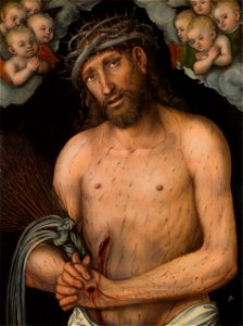 Lucas Cranach (I) - Christus als Schmerzensmann (Dom Museum Wien). Free illustration for personal and commercial use.