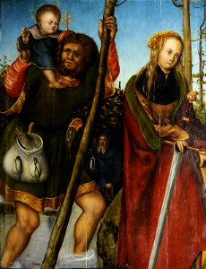 Пара 1-1 Святой Христофор и святая Екатерина (St. Christopher and St. Catherine) 1513-1518 60.5 х 50.5 д.,м. Кобург, худож. собрание замка Кобург