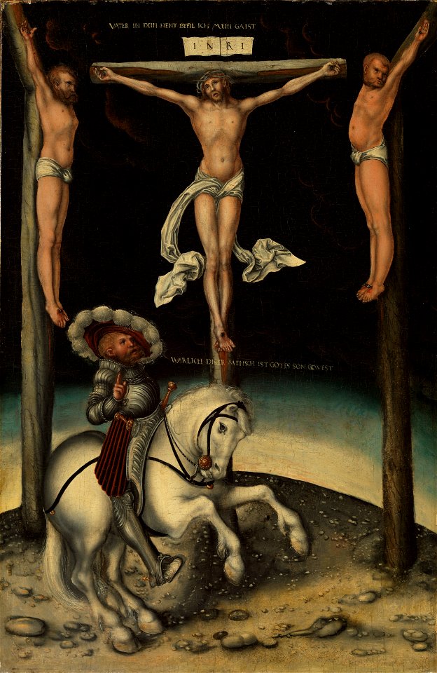 Lucas Cranach d.Ä. - Der Hauptmann Longinus unter den Kreuzen Christi und der beiden Schächer (Aschaffenburg)