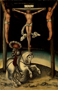 Lucas Cranach d.Ä. - Der Hauptmann Longinus unter den Kreuzen Christi und der beiden Schächer (Aschaffenburg)