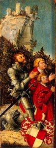 Lucas Cranach d.Ä. (zugeschr) - Stifterbildnis eines Ritters mit seinen beiden Söhnen (Eremitage, Sankt Petersburg)
