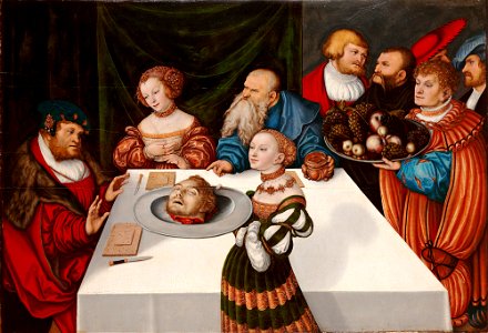 Lucas Cranach d.Ä. - Gastmahl des Herodes (Wadsworth Atheneum). Free illustration for personal and commercial use.