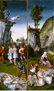 Lucas Cranach .d.Ä. - Die Marter der sieben Söhne der Felicitas (Niedersächsisches Landesmuseum). Free illustration for personal and commercial use.