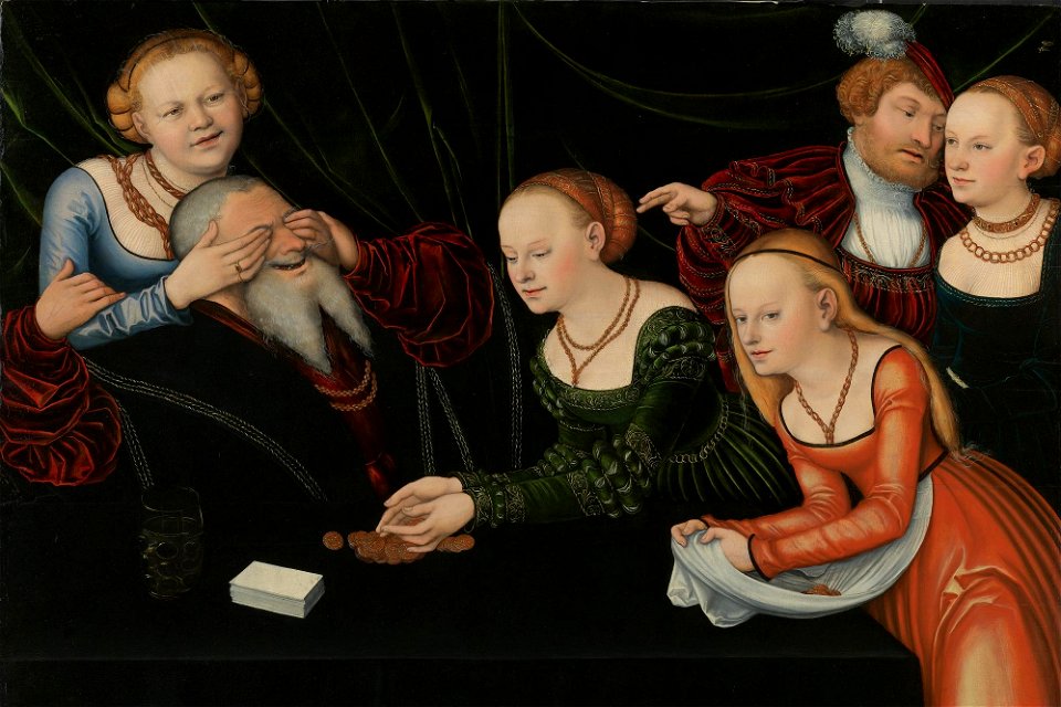Lucas Cranach d.Ä. - Alter Mann und junge Dirnen