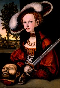 Lucas Cranach d.Ä. - Judith mit dem Haupt des Holofernes (Burrell Collection, Glasgow). Free illustration for personal and commercial use.