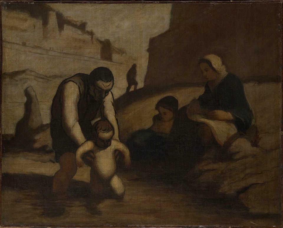 Daumier - Imitator of - Man Bathing a Child, Cat. 960