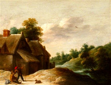 David Teniers II (1610-1690) (style of) - A Landscape with Thatched Cottages - 485120 - National Trust