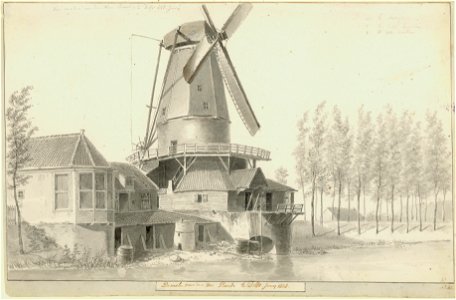 De molen van den Heer Picard te Delft. junij 1828, Balthasar Jooss, SA Delft, inv.nr. 68411