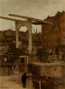 De Nieuwe Haarlemse Sluis bij het Singel, bekend als ‘Souvenir d’Amsterdam’ Rijksmuseum SK-A-2704