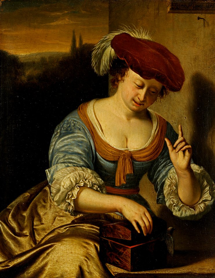 De ontsnapte vogel; allegorie op de verloren kuisheid Rijksmuseum SK-C-182