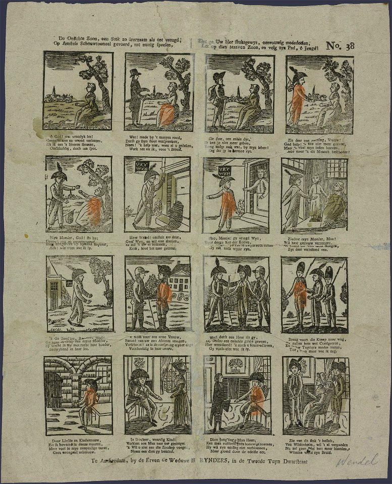 De onechte zoon, een stuk zo leerzaam als tot vreugd; op Amstels Schouwtoneel gevoerd, tot nuttig speelen-Catchpenny print-SMC K 0129