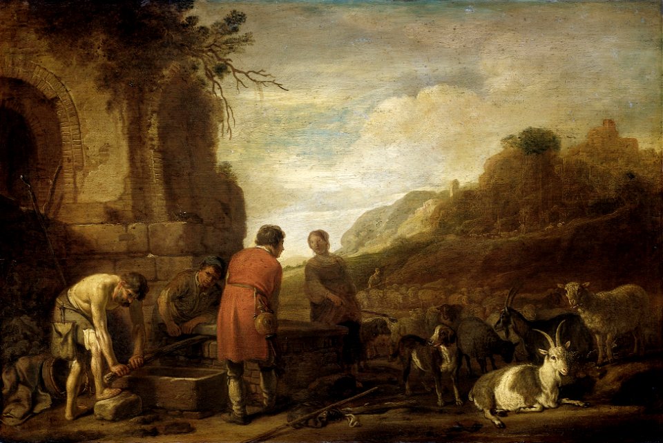 De ontmoeting van Jacob en Rachel Rijksmuseum SK-A-1485