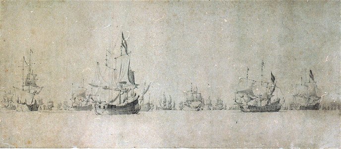 De Ruyter's Voyage to Bergen, autumn 1665. The Dutch Fleet lying to RMG PW6780