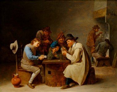David Teniers II - The Card Players - 1955.874 - Clark Art Institute. Free illustration for personal and commercial use.