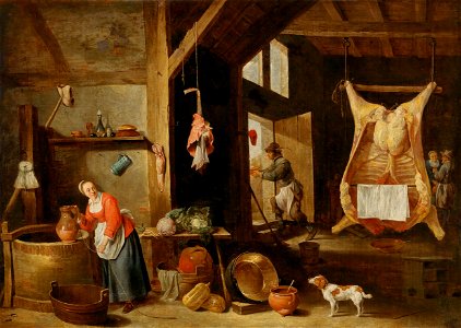 David Teniers II.-werkstatt - Interior of a Butcher Shop 460234
