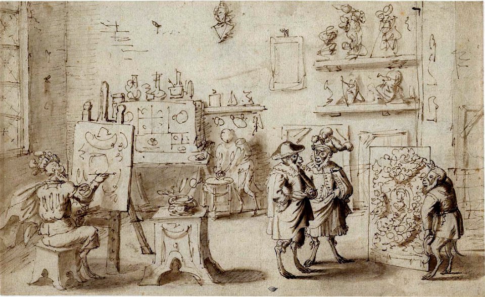 David Teniers II - Monkeys’ Masquerade - The Painter’s Studio
