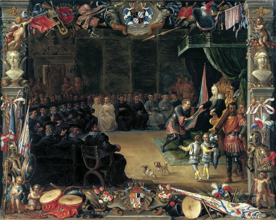 David Teniers II and Jan van Kessel I - The Presentation of the Captain General's Baton to Antonio de Moncada by the Queen Regent Blanca of Sicily in 1410
