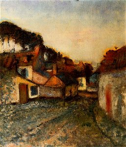 Degas - Village Street, circa 1896-1898. Free illustration for personal and commercial use.