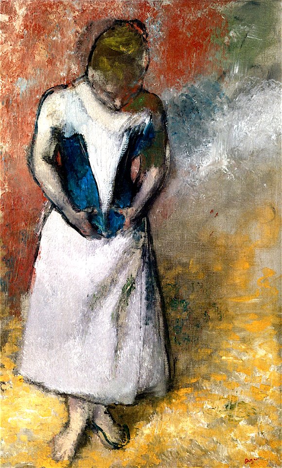 Degas - Woman Standing Facing Forward Fastening Her Corseet, circa 1883