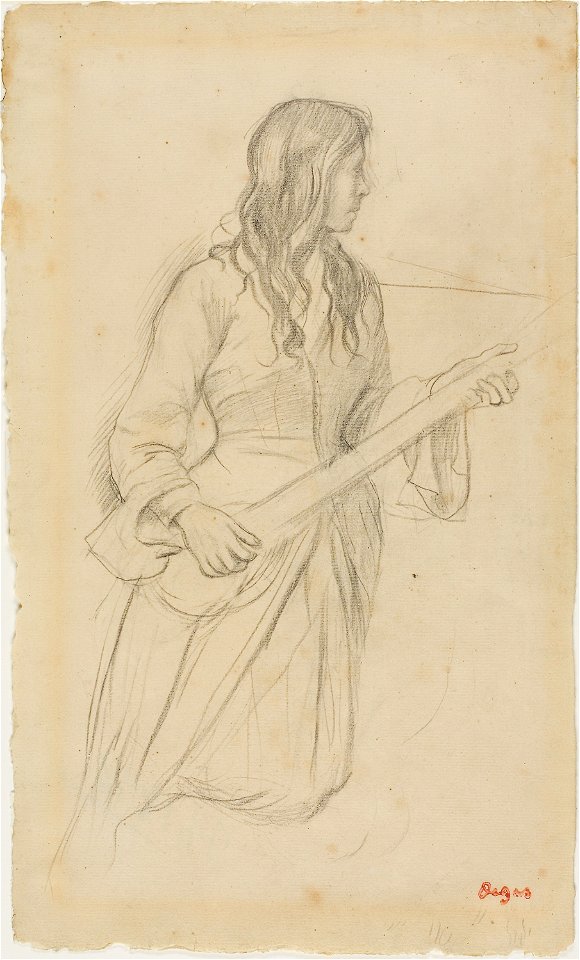 Degas - Young Woman Playing a Mandolin, Study for Portrait of Mlle. Fiocre in the Ballet “La Source”, 1923.293