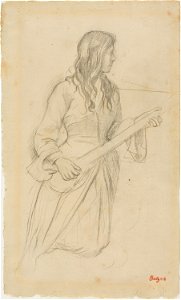 Degas - Young Woman Playing a Mandolin, Study for Portrait of Mlle. Fiocre in the Ballet “La Source”, 1923.293