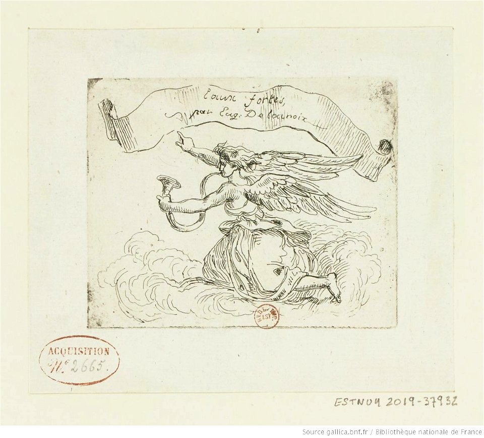 Delacroix - Ange agenouillé sur des nuages, btv1b104617531