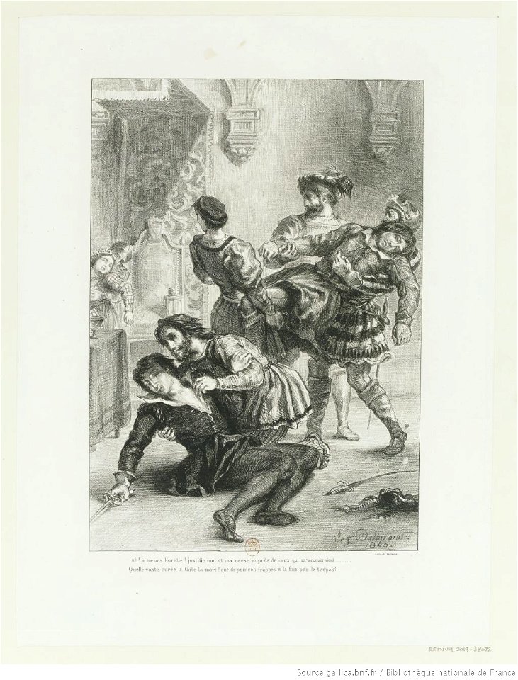 Delacroix - Ah ! je meurs Horatie (sic) ! justifie moi et ma cause auprès de ceux qui m'accuseraient, btv1b10461558h