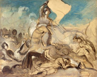 Delacroix - Esquisse pour La Liberté guidant le peuple, 1830. Free illustration for personal and commercial use.