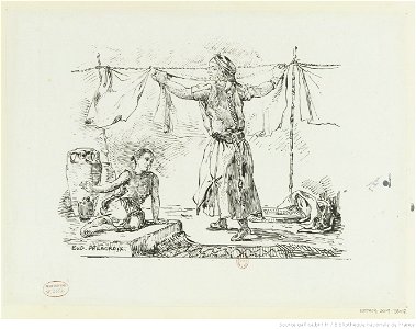 Delacroix - Femme de Tanger étendant du linge, btv1b10461649x