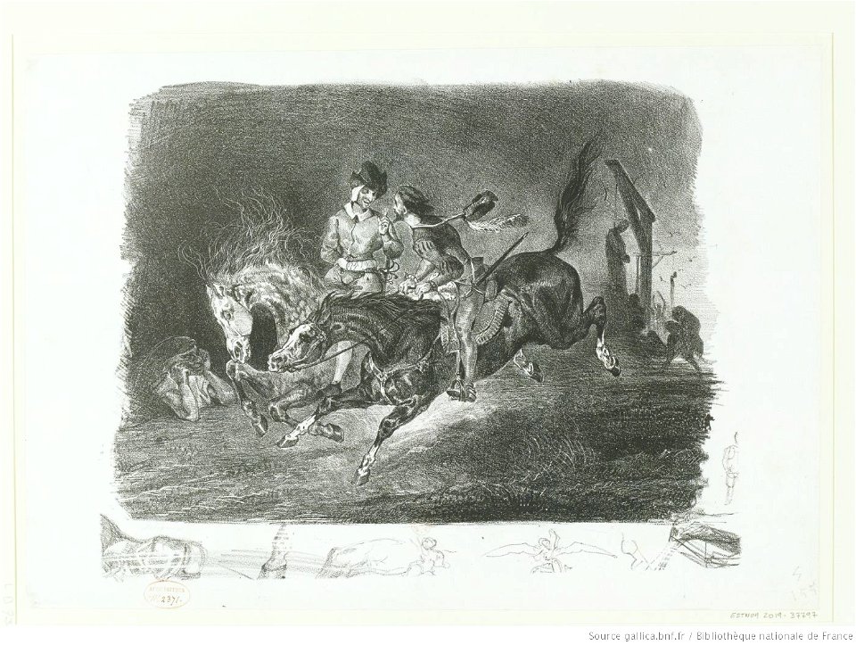 Delacroix - Faust et Méphistophélès galopant dans la nuit du Sabbat, btv1b10029774q