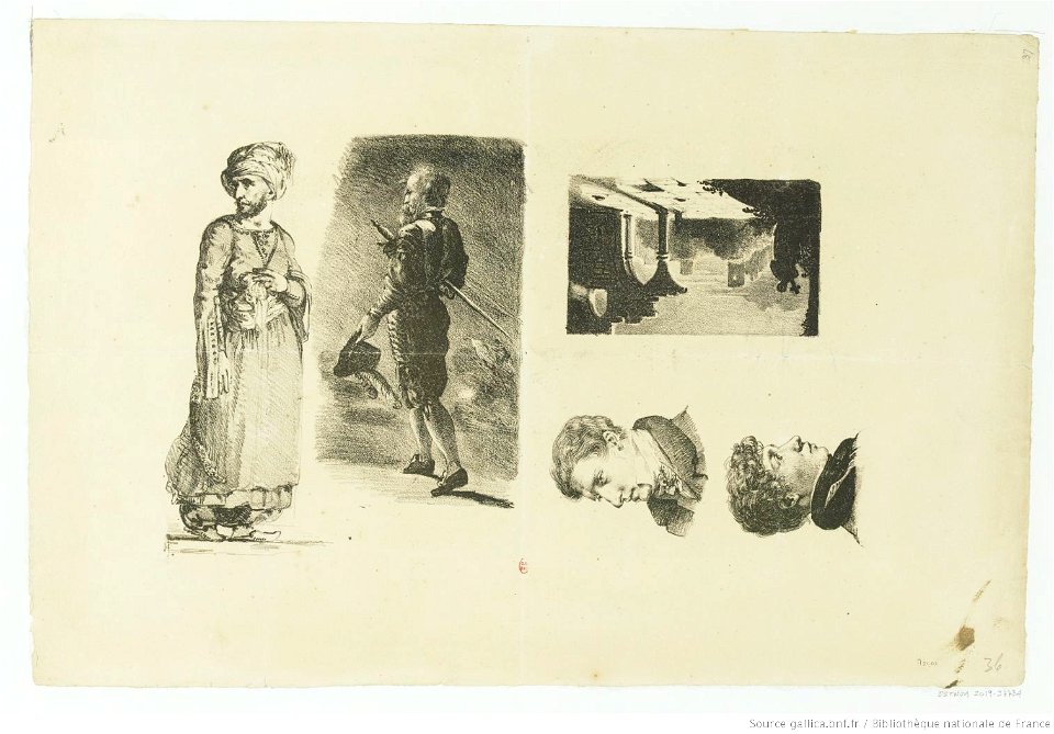Delacroix - Feuille de Croquis, btv1b10029711w