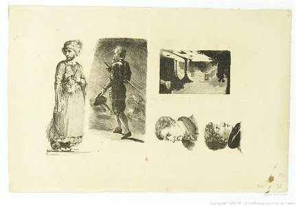 Delacroix - Feuille de Croquis, btv1b10029711w