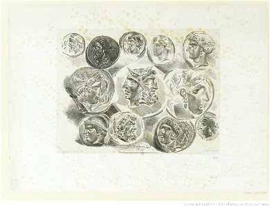 Delacroix - Feuille de douze médailles antiques, 3e état, btv1b10461851h