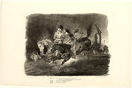 Delacroix - Faust and Mephistopheles Galloping Through the Night of the Witches’ Sabbath, from Faust, 1955.1102.17